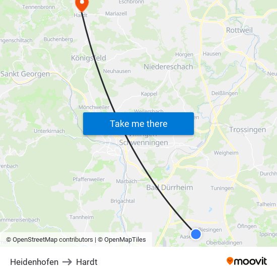 Heidenhofen to Hardt map