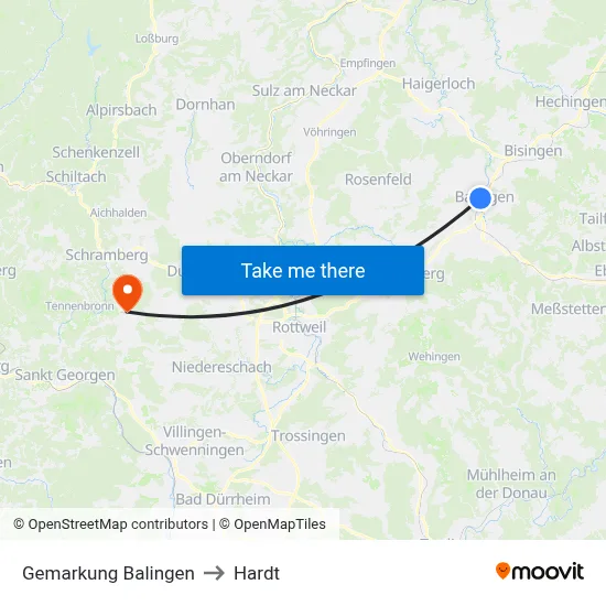 Gemarkung Balingen to Hardt map