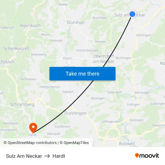 Sulz Am Neckar to Hardt map