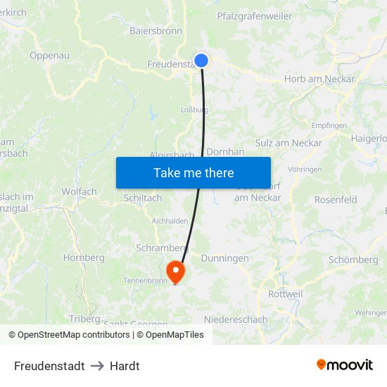 Freudenstadt to Hardt map