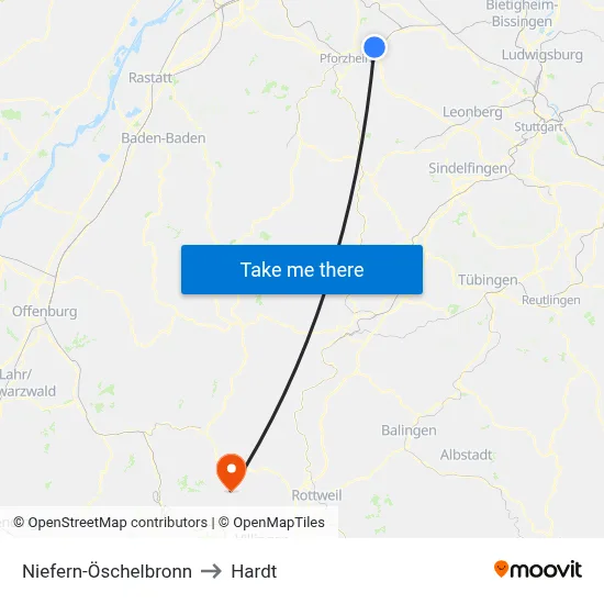 Niefern-Öschelbronn to Hardt map