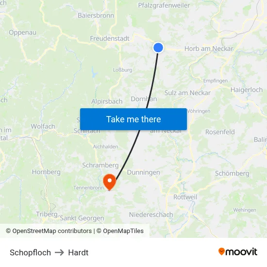 Schopfloch to Hardt map