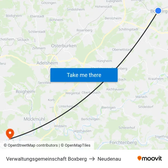 Verwaltungsgemeinschaft Boxberg to Neudenau map