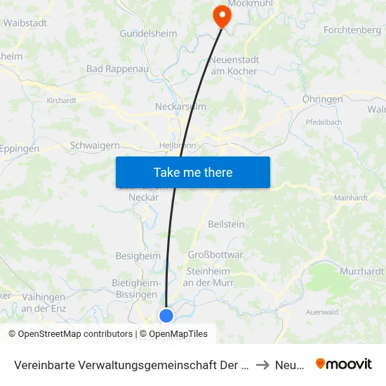 Vereinbarte Verwaltungsgemeinschaft Der Stadt Freiberg am Neckar to Neudenau map