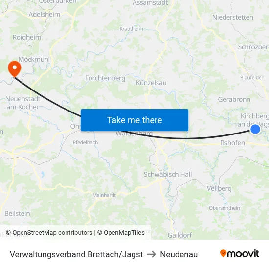 Verwaltungsverband Brettach/Jagst to Neudenau map