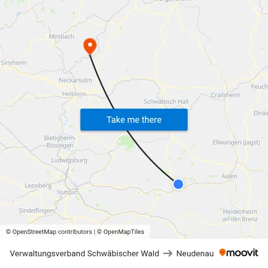 Verwaltungsverband Schwäbischer Wald to Neudenau map