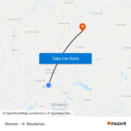 Steinen to Neudenau map