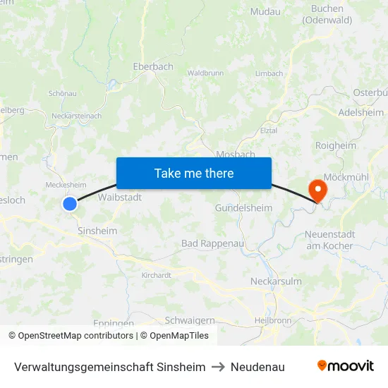 Verwaltungsgemeinschaft Sinsheim to Neudenau map