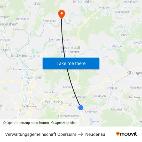 Verwaltungsgemeinschaft Obersulm to Neudenau map