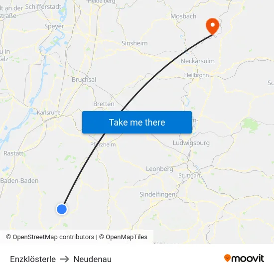 Enzklösterle to Neudenau map