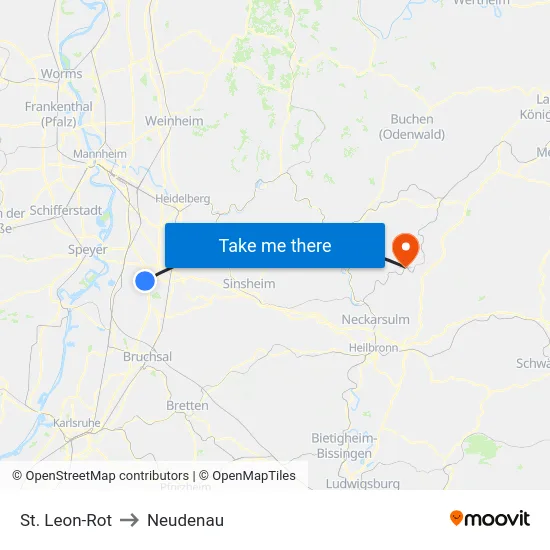 St. Leon-Rot to Neudenau map
