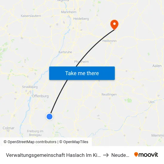 Verwaltungsgemeinschaft Haslach Im Kinzigtal to Neudenau map