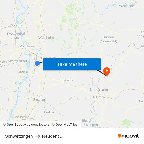 Schwetzingen to Neudenau map