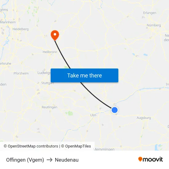 Offingen (Vgem) to Neudenau map