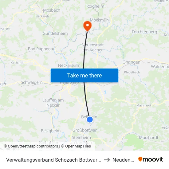 Verwaltungsverband Schozach-Bottwartal to Neudenau map