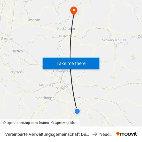 Vereinbarte Verwaltungsgemeinschaft Der Stadt Nürtingen to Neudenau map