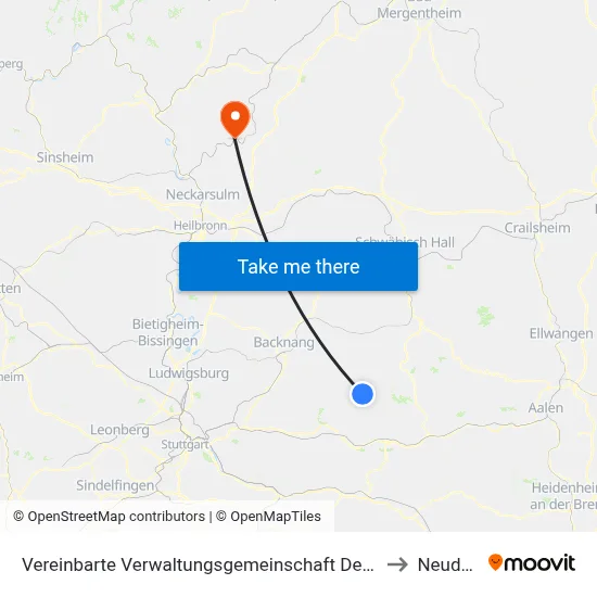 Vereinbarte Verwaltungsgemeinschaft Der Stadt Welzheim to Neudenau map