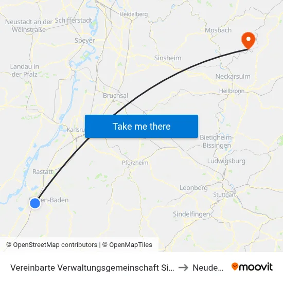 Vereinbarte Verwaltungsgemeinschaft Sinzheim to Neudenau map