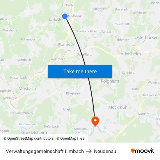 Verwaltungsgemeinschaft Limbach to Neudenau map