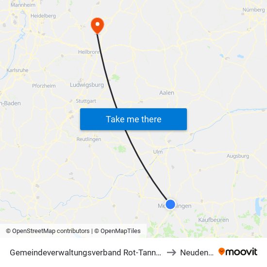 Gemeindeverwaltungsverband Rot-Tannheim to Neudenau map