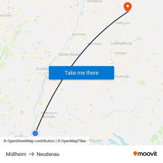 Müllheim to Neudenau map