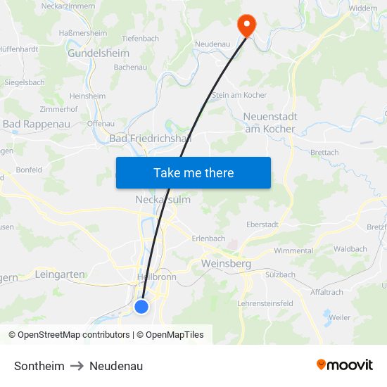 Sontheim to Neudenau map