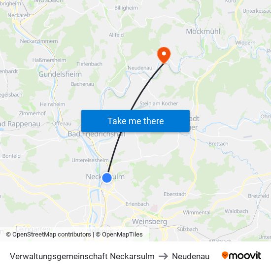 Verwaltungsgemeinschaft Neckarsulm to Neudenau map