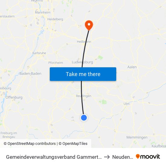Gemeindeverwaltungsverband Gammertingen to Neudenau map