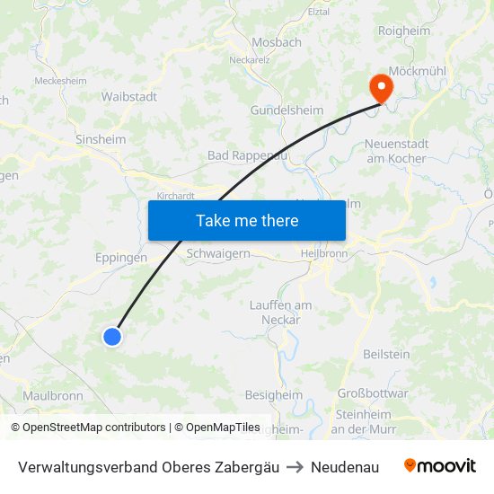 Verwaltungsverband Oberes Zabergäu to Neudenau map