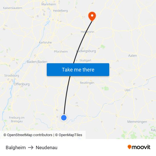Balgheim to Neudenau map