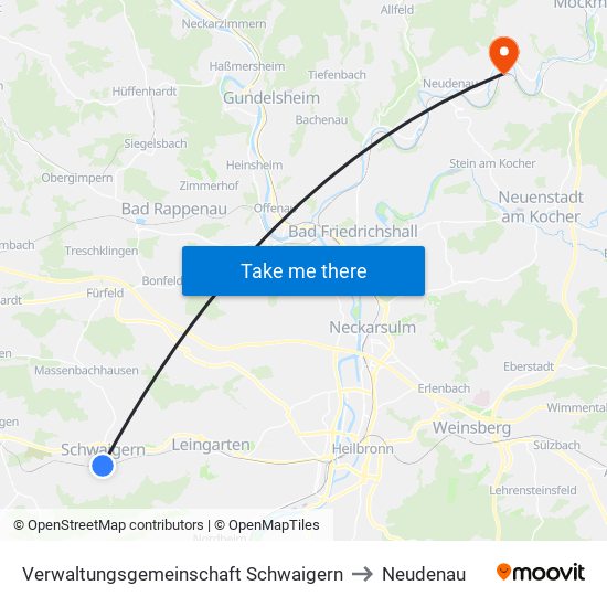 Verwaltungsgemeinschaft Schwaigern to Neudenau map