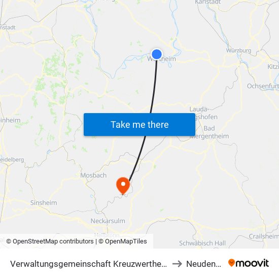 Verwaltungsgemeinschaft Kreuzwertheim to Neudenau map