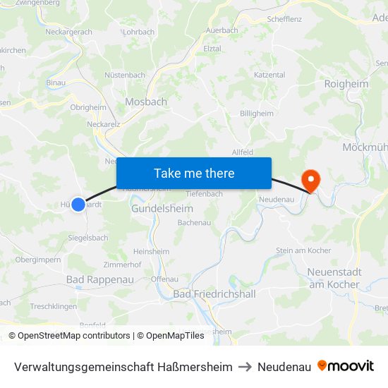 Verwaltungsgemeinschaft Haßmersheim to Neudenau map
