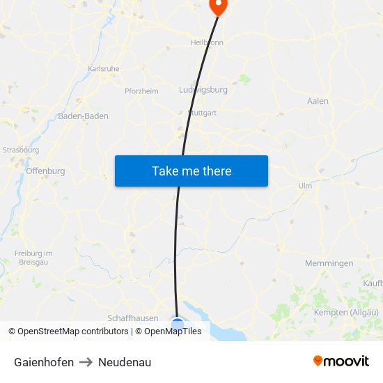Gaienhofen to Neudenau map
