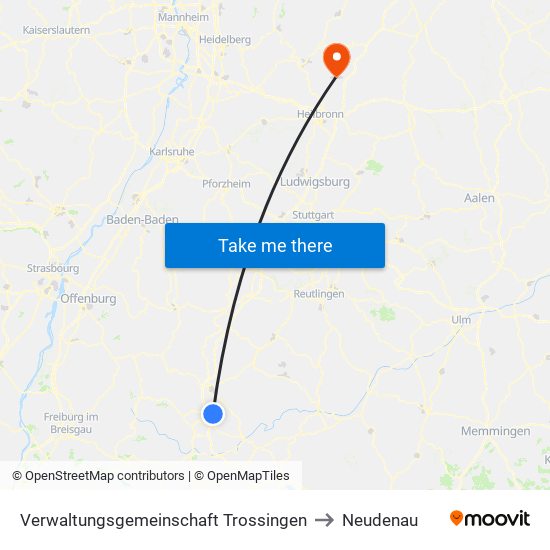 Verwaltungsgemeinschaft Trossingen to Neudenau map