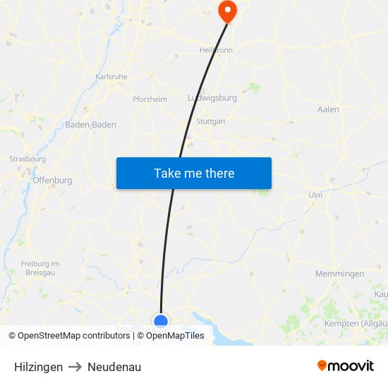 Hilzingen to Neudenau map