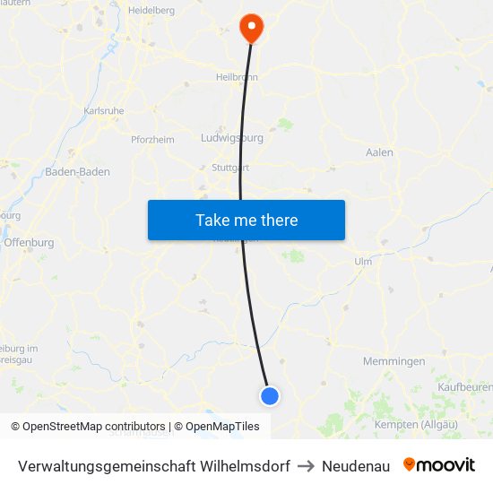 Verwaltungsgemeinschaft Wilhelmsdorf to Neudenau map