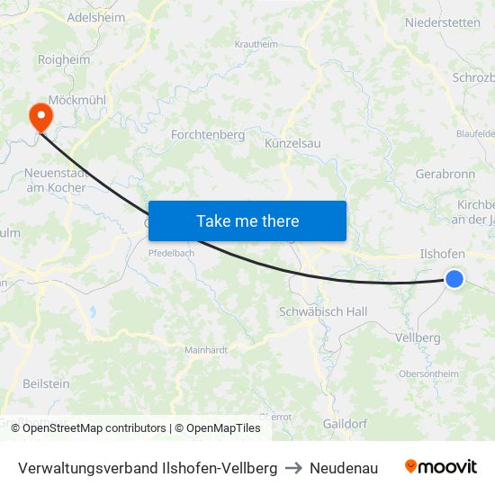 Verwaltungsverband Ilshofen-Vellberg to Neudenau map