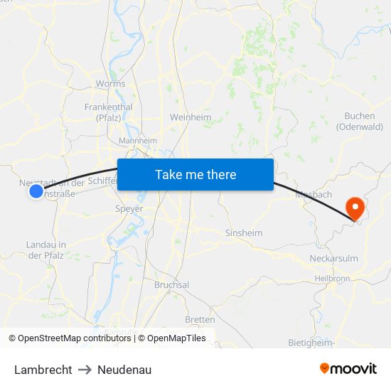 Lambrecht to Neudenau map