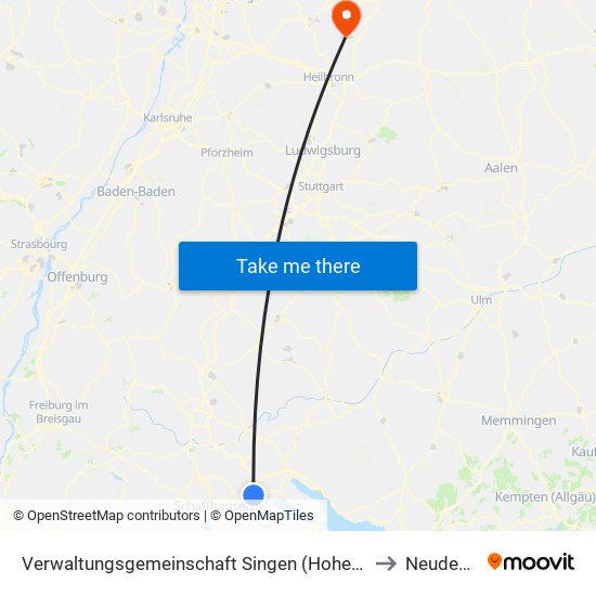 Verwaltungsgemeinschaft Singen (Hohentwiel) to Neudenau map