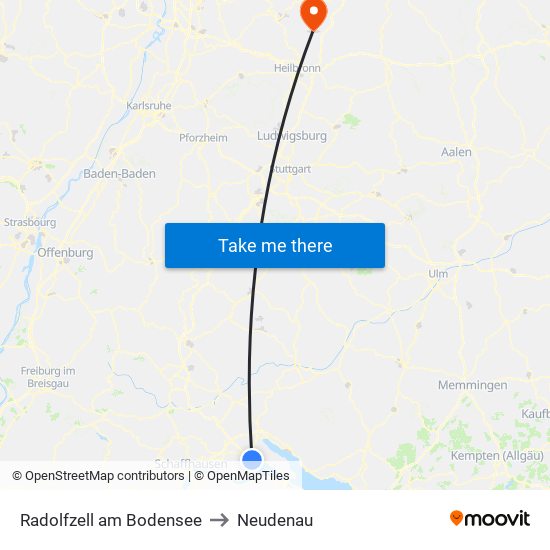 Radolfzell am Bodensee to Neudenau map