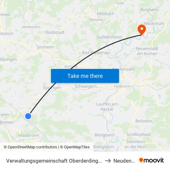 Verwaltungsgemeinschaft Oberderdingen to Neudenau map