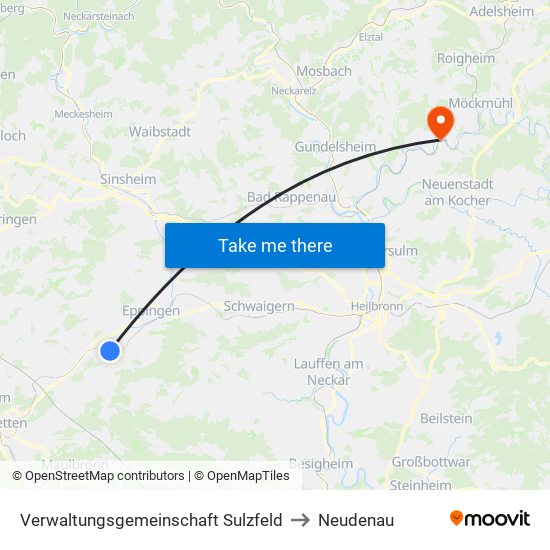 Verwaltungsgemeinschaft Sulzfeld to Neudenau map