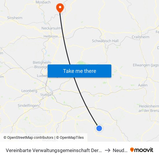 Vereinbarte Verwaltungsgemeinschaft Der Gemeinde Deggingen to Neudenau map