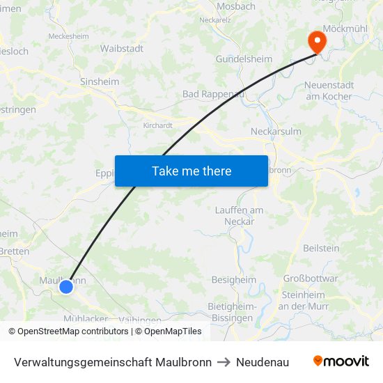 Verwaltungsgemeinschaft Maulbronn to Neudenau map