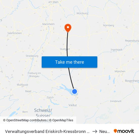 Verwaltungsverband Eriskirch-Kressbronn am Bodensee-Langenargen to Neudenau map