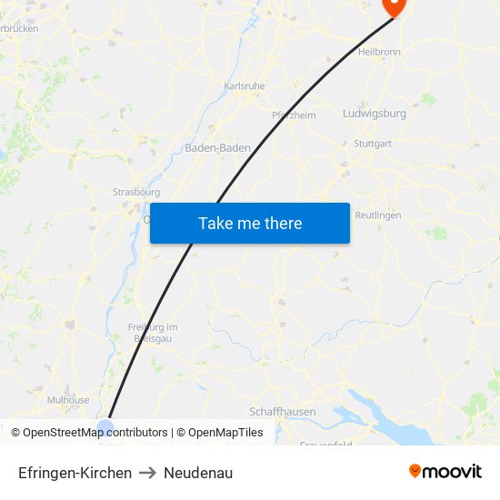 Efringen-Kirchen to Neudenau map