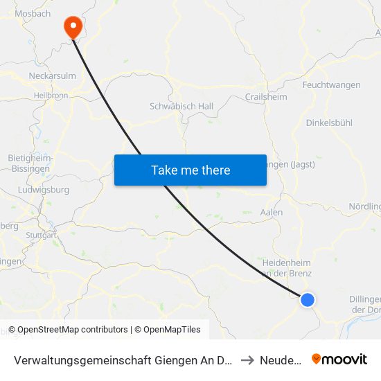 Verwaltungsgemeinschaft Giengen An Der Brenz to Neudenau map