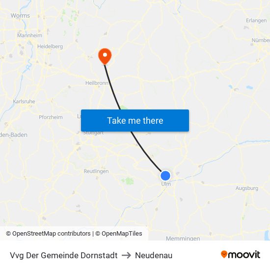 Vvg Der Gemeinde Dornstadt to Neudenau map