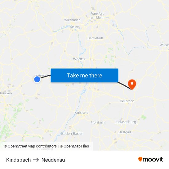 Kindsbach to Neudenau map